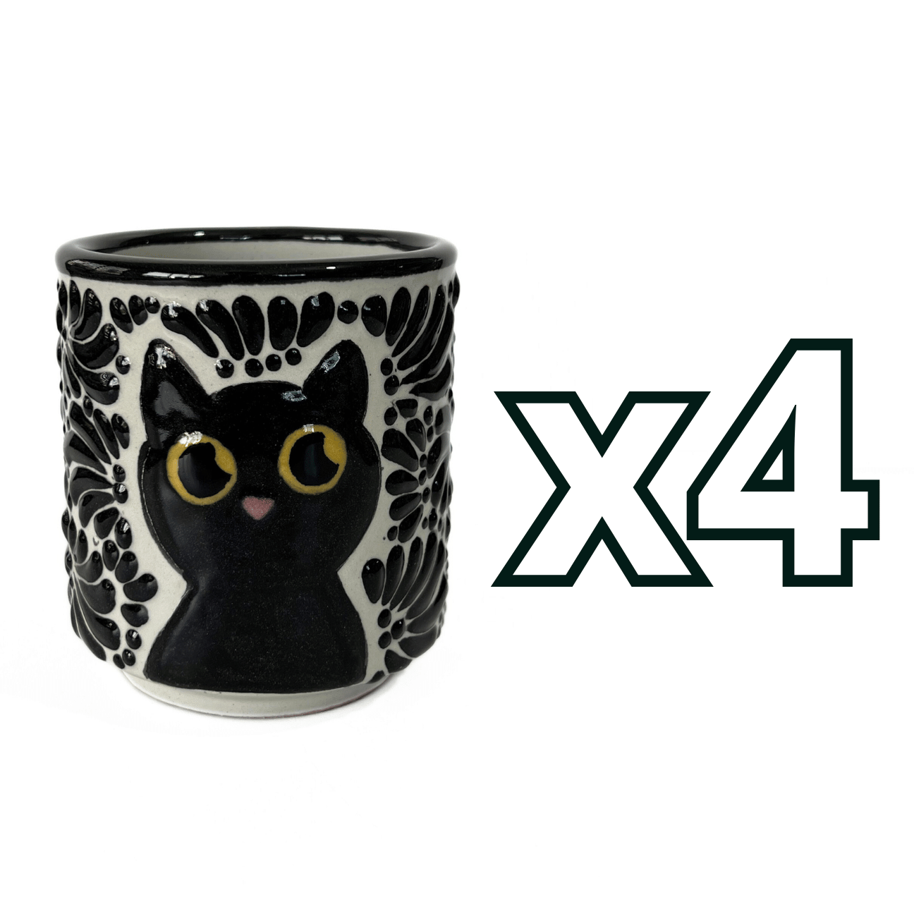 TAZA RECTA ESTANDAR FONDO TRADICIONAL MIK NEGRO GATO NEGRO CON OJOS AMARILLOS