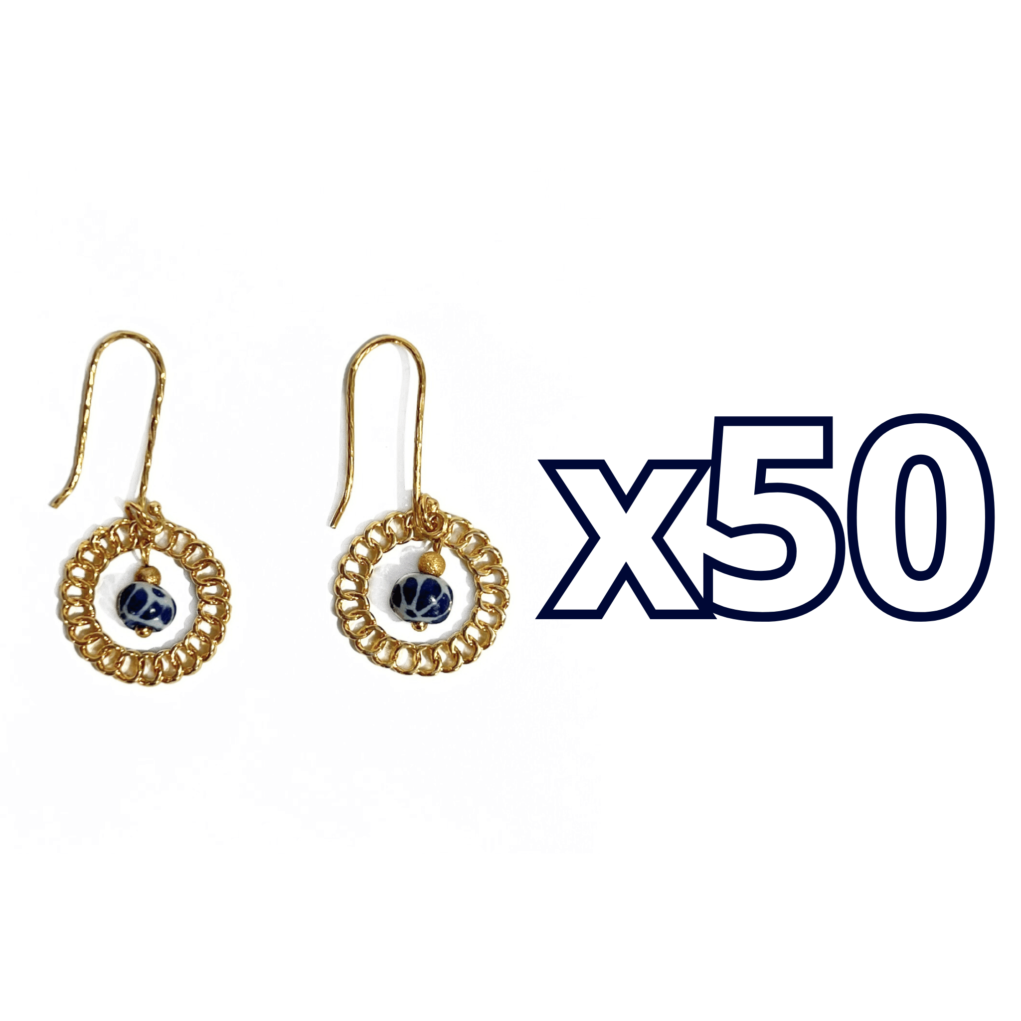 ARETES AROS ESFERA FONDO TRADICIONAL DECORADO AZUL COBALTO