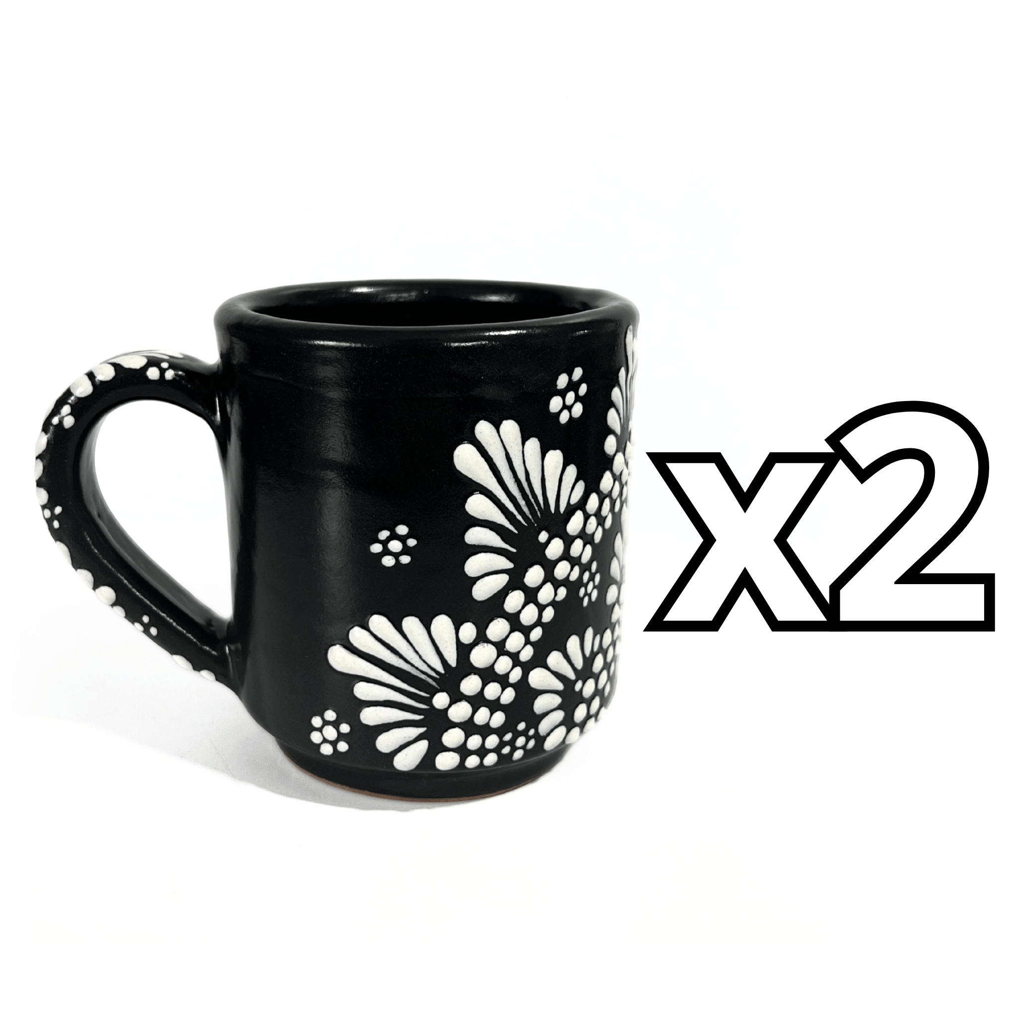 TAZA RECTA ESTANDAR FONDO NEGRO CENEFA MANDALA BLANCO