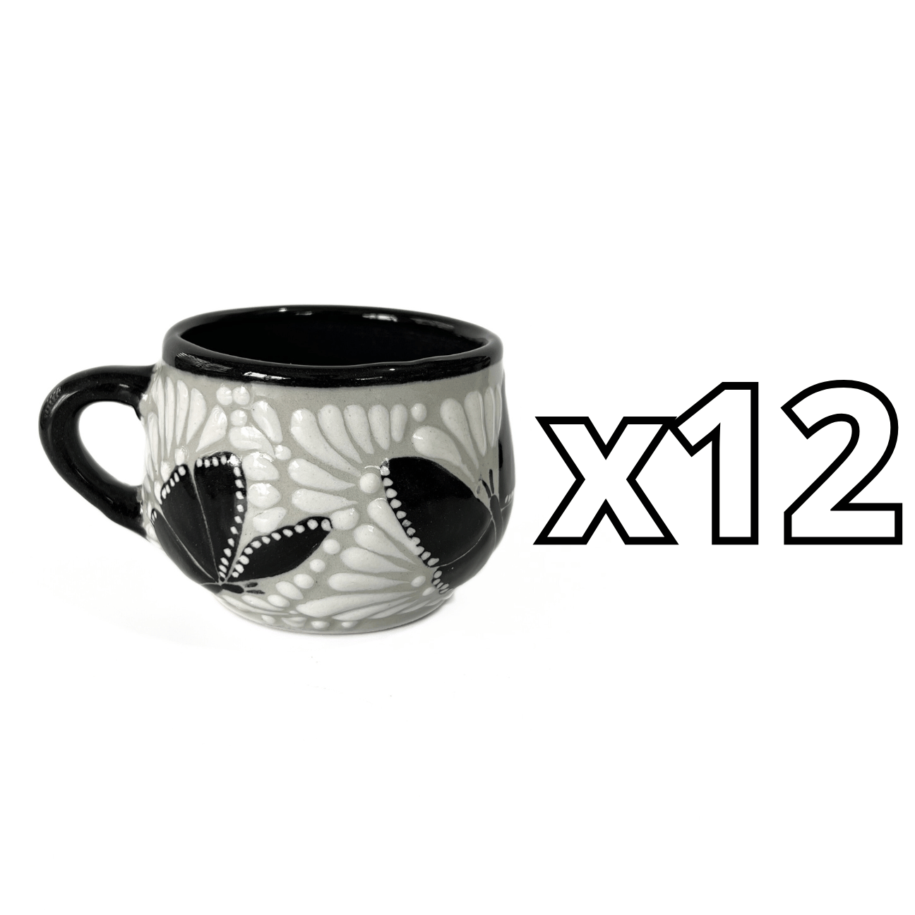 TAZA CHOCOLATERA MEDIANA FONDO TRADICIONAL MIK BLANCO ORILLA NEGRO