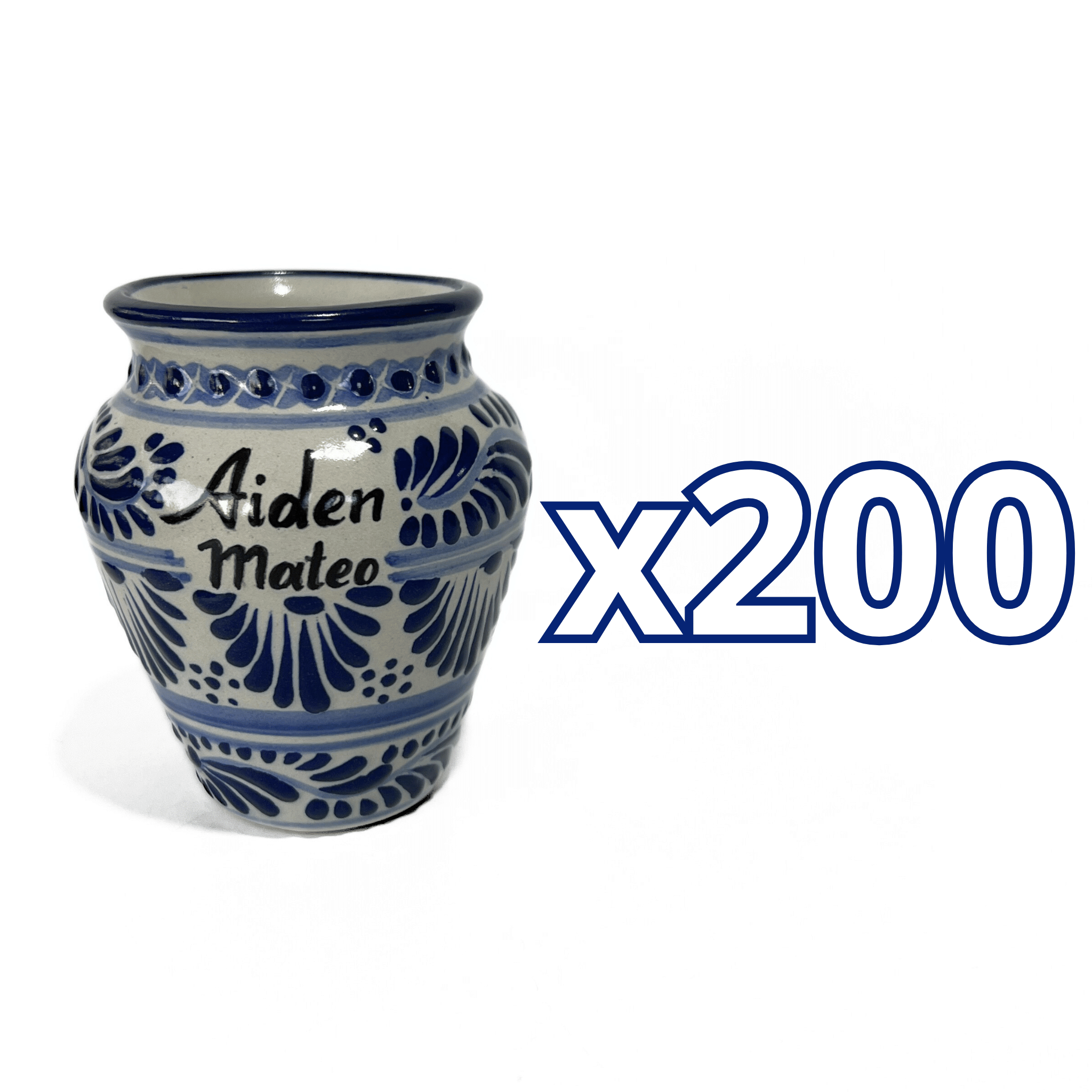 CANTARITO PERSONALIZADO FONDO TRADICIONAL CENEFA AZUL COBALTO NOMBRE