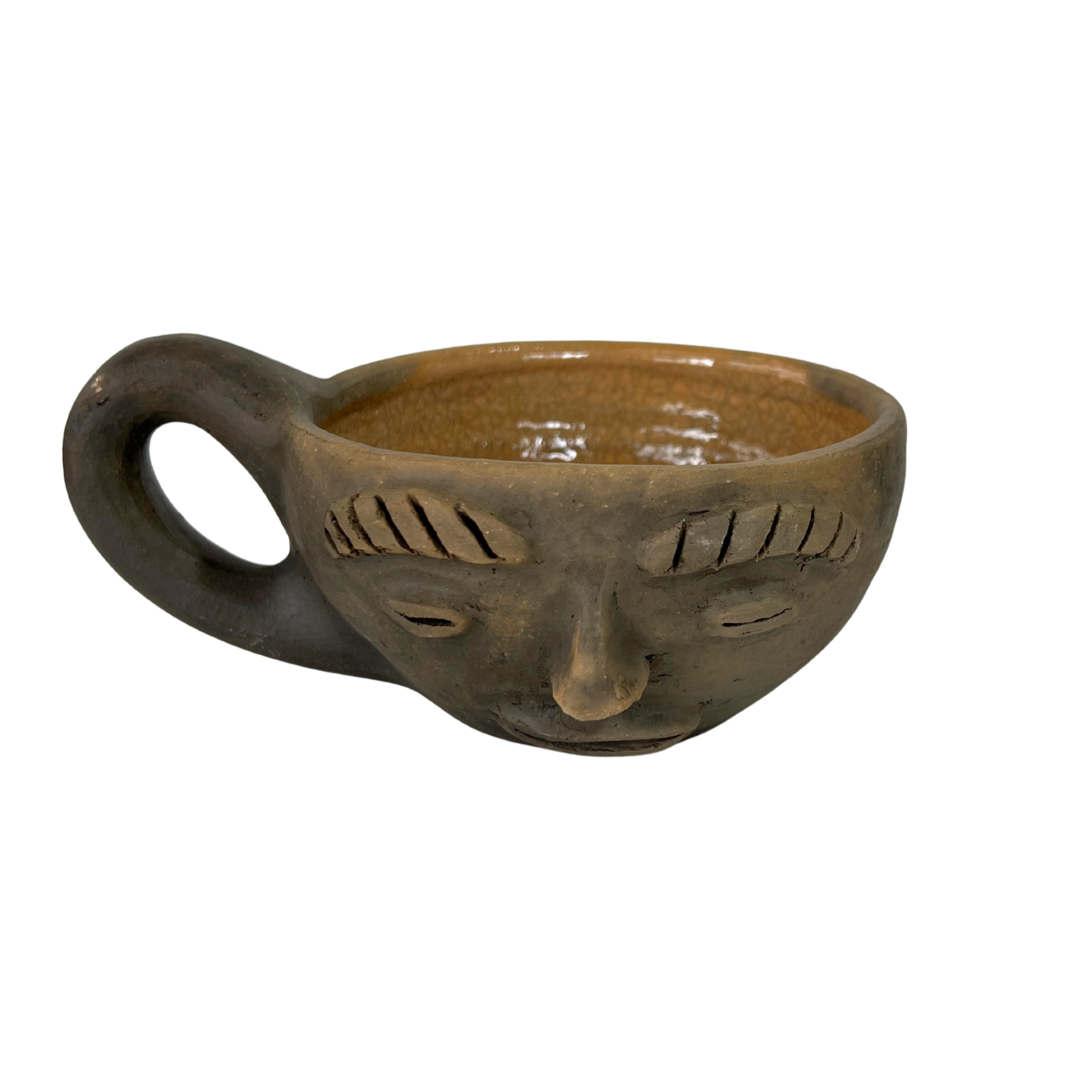 TAZA REDONDA BARRO AHUMADO CARITA