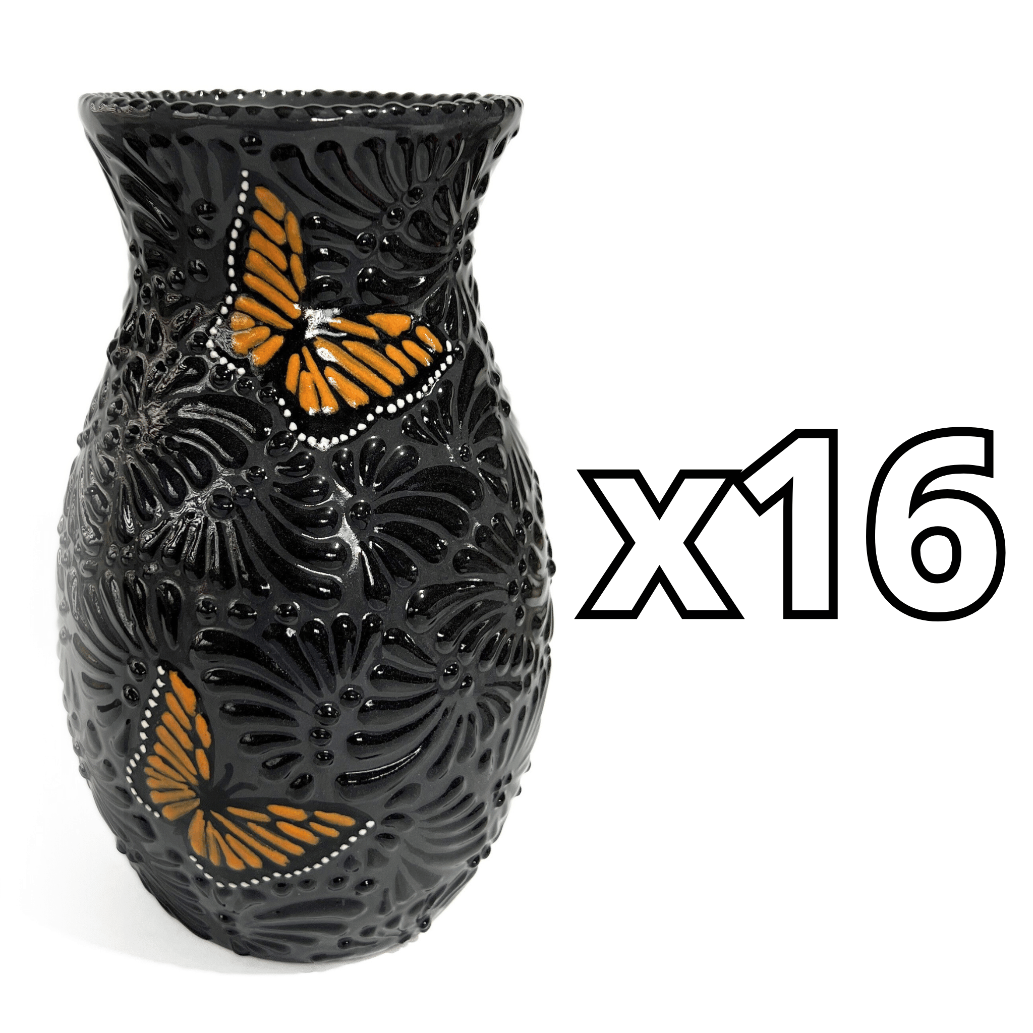 FLORERO BOLICHE 25 CM MIK SUPER BLACK MARIPOSAS