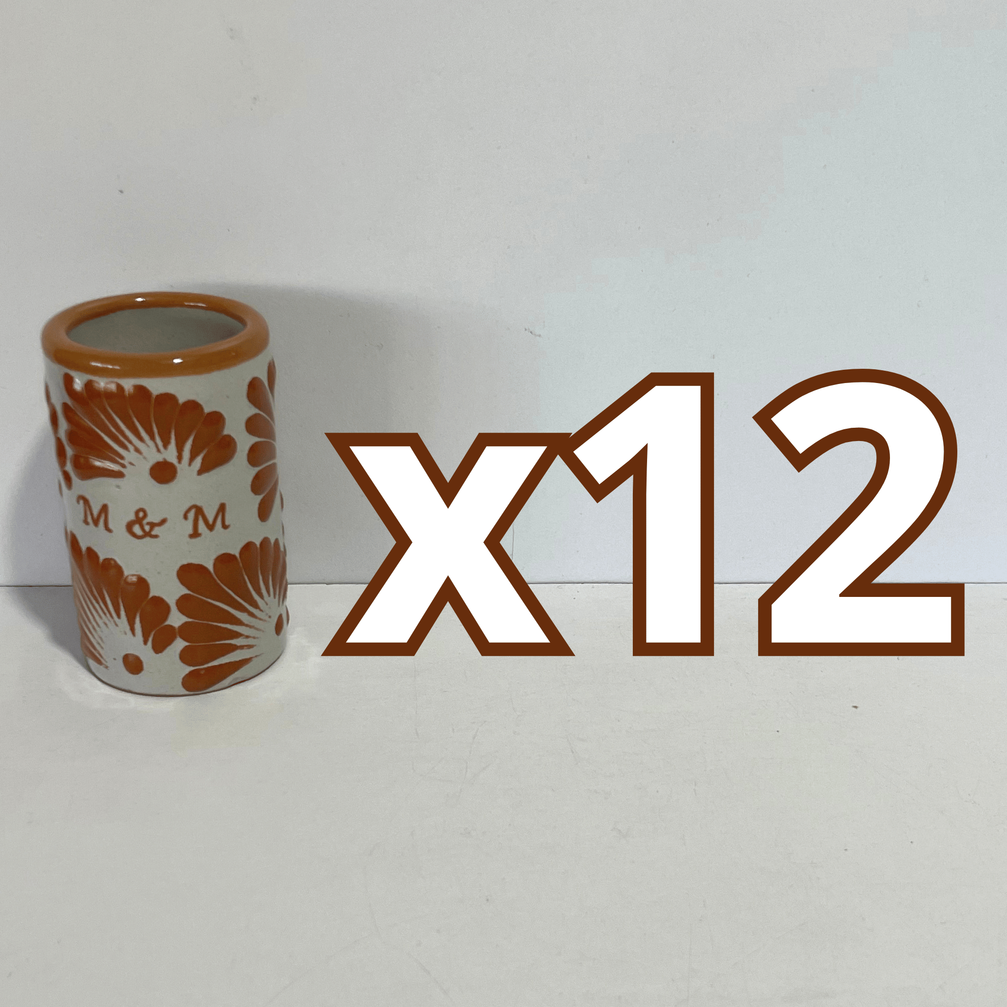 TEQUILERO PERSONALIZADO FONDO TRADICIONAL DECORADO TERRACOTA INICIALES