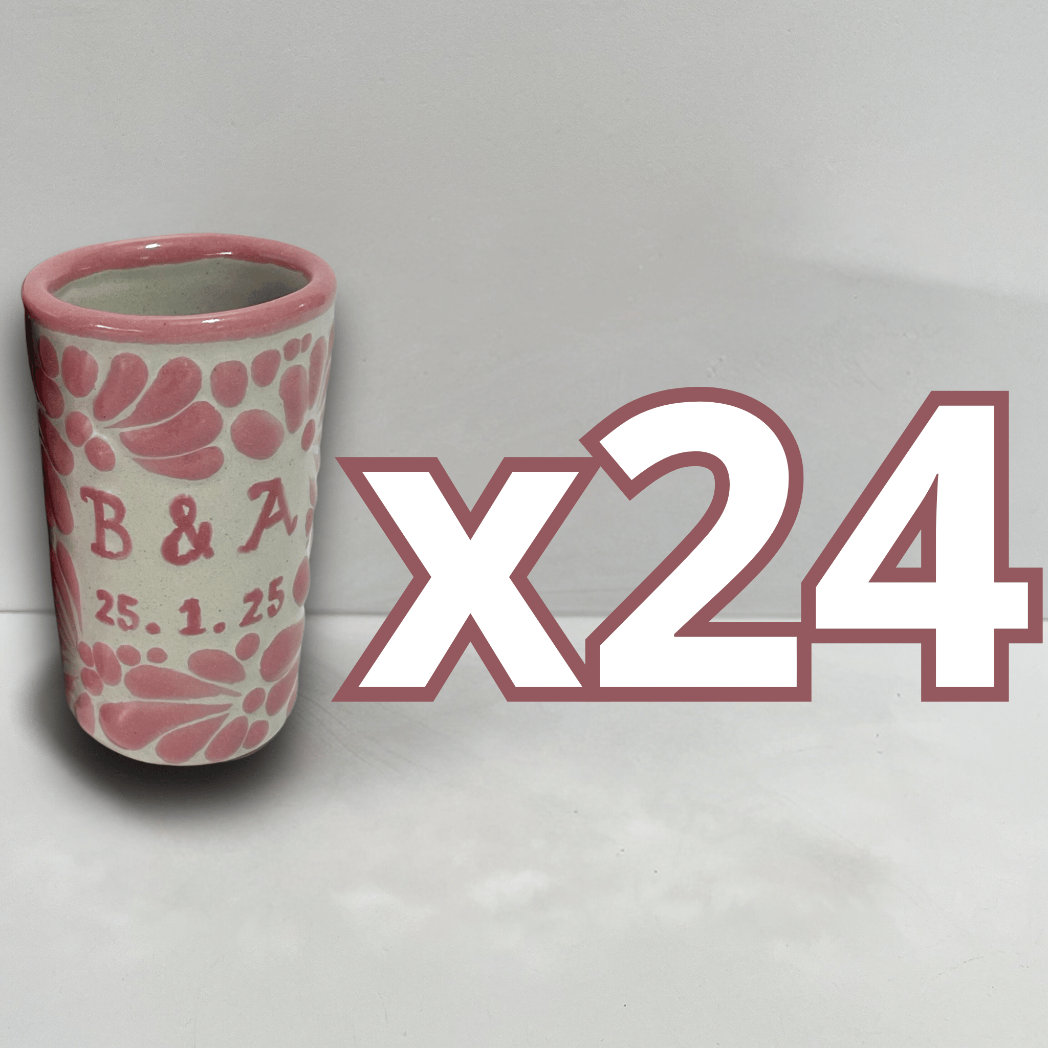 TEQUILERO PERSONALIZADO FONDO BLANCO MIK ROSA INICIALES Y FECHA