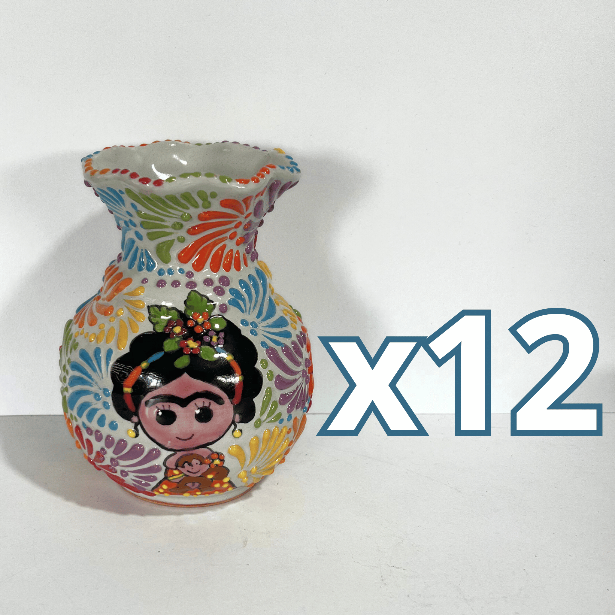 FLORERO ONDAS 15 CM FONDO TRADICIONAL MIK MULTICOLOR MEXICANITA