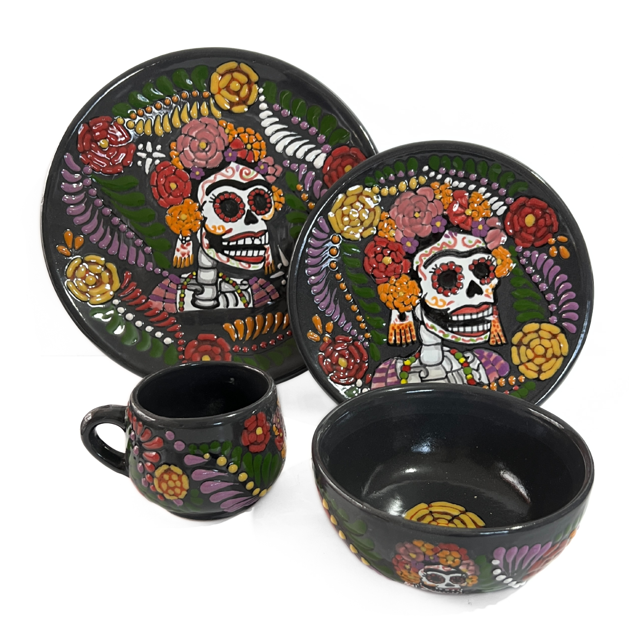 VAJILLA FONDO NEGRO ROSALES DOÑITA MEXICANITA