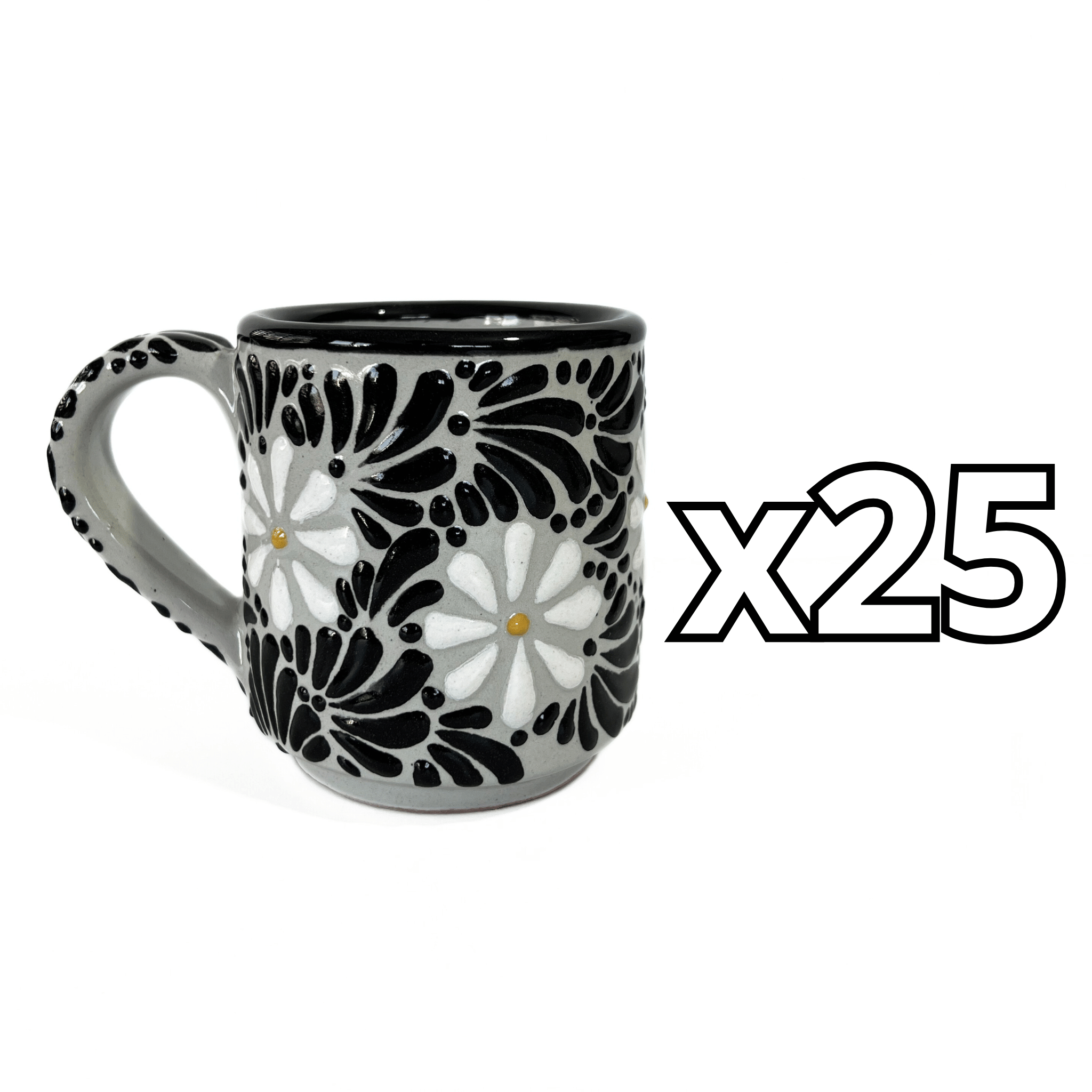 TAZA RECTA ESTANDAR FONDO TRADICIONAL MIK NEGRO MARGARITAS