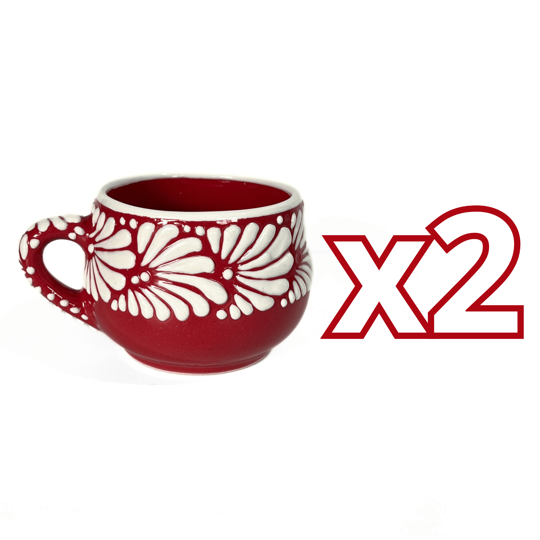 TAZA CHOCOLATERA MEDIANA FONDO ROJO MIK CENEFA BLANCO