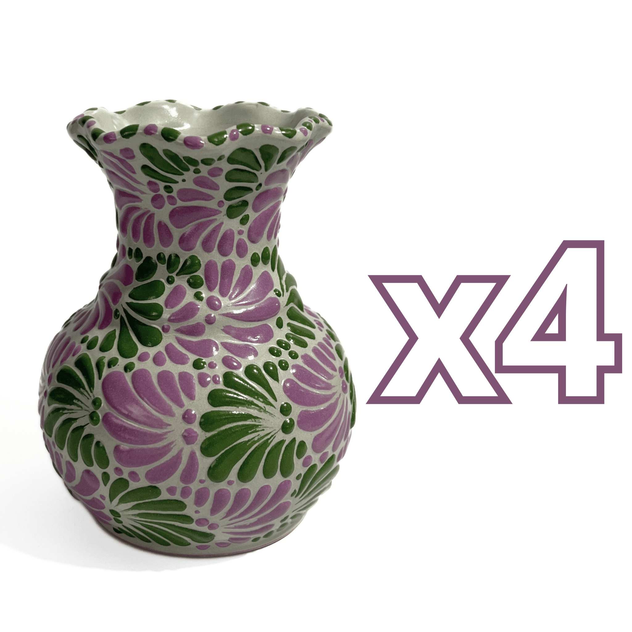 FLORERO ONDAS 15 CM FONDO TRADICIONAL MIK COMBINACION VERDE BANDERA CON MORADO