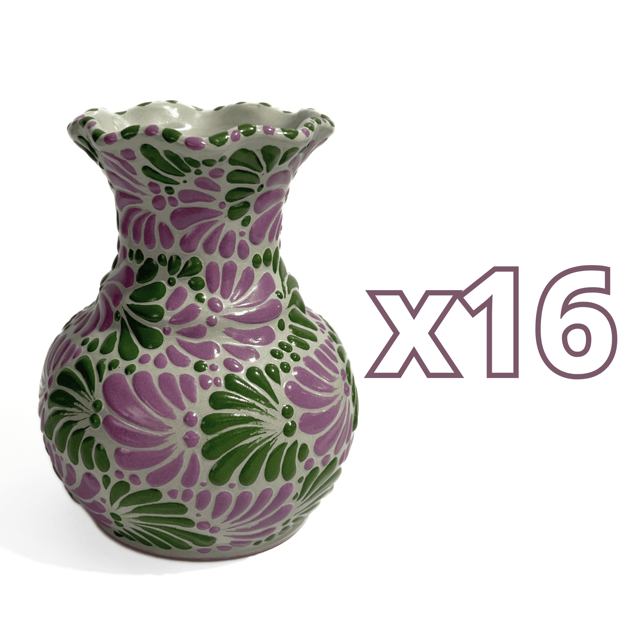FLORERO ONDAS 15 CM FONDO TRADICIONAL MIK COMBINACION VERDE BANDERA CON MORADO