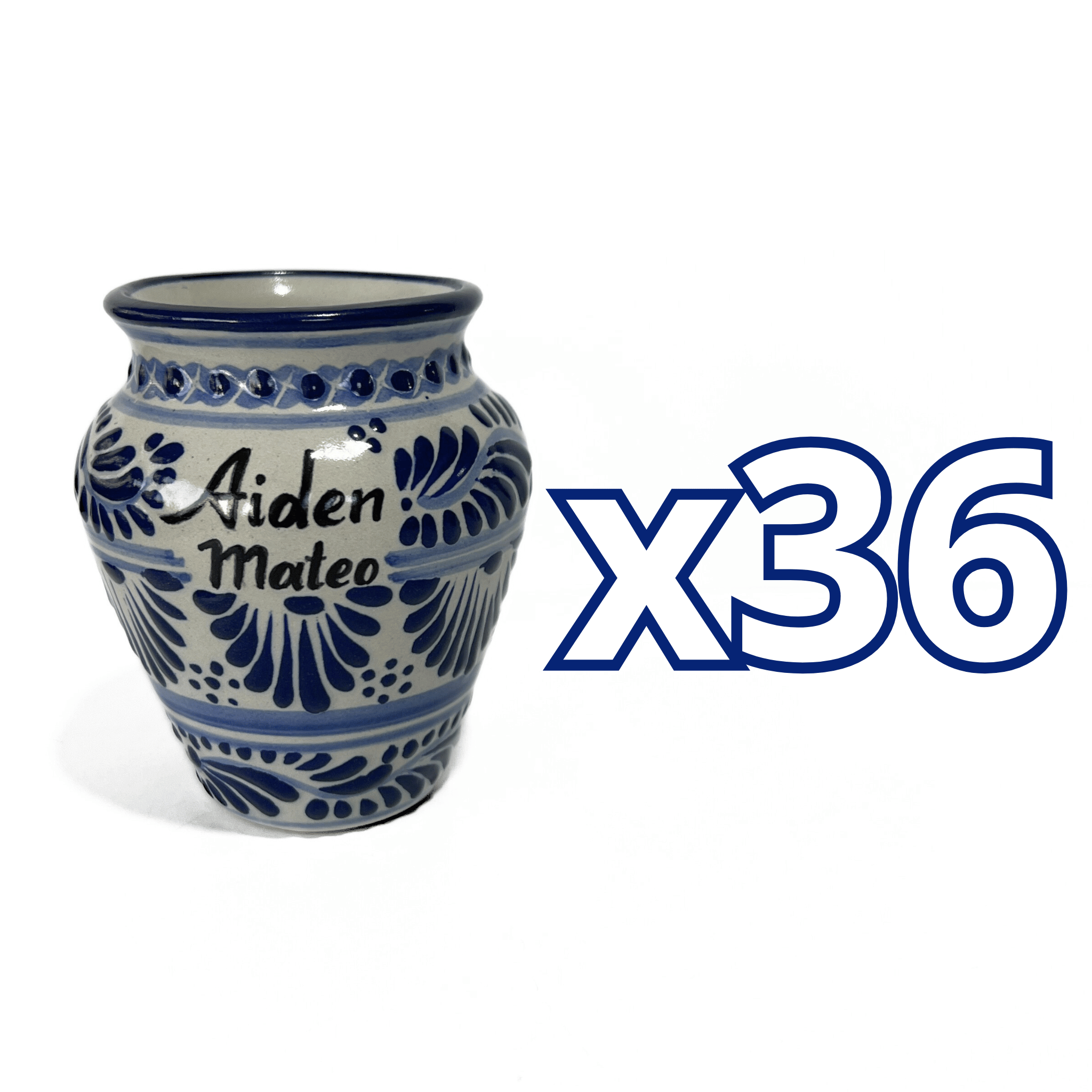CANTARITO PERSONALIZADO FONDO TRADICIONAL CENEFA AZUL COBALTO NOMBRE