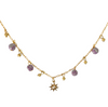 COLLAR SOL CON ESFERAS DECORADO MORADO CADENA DORADA