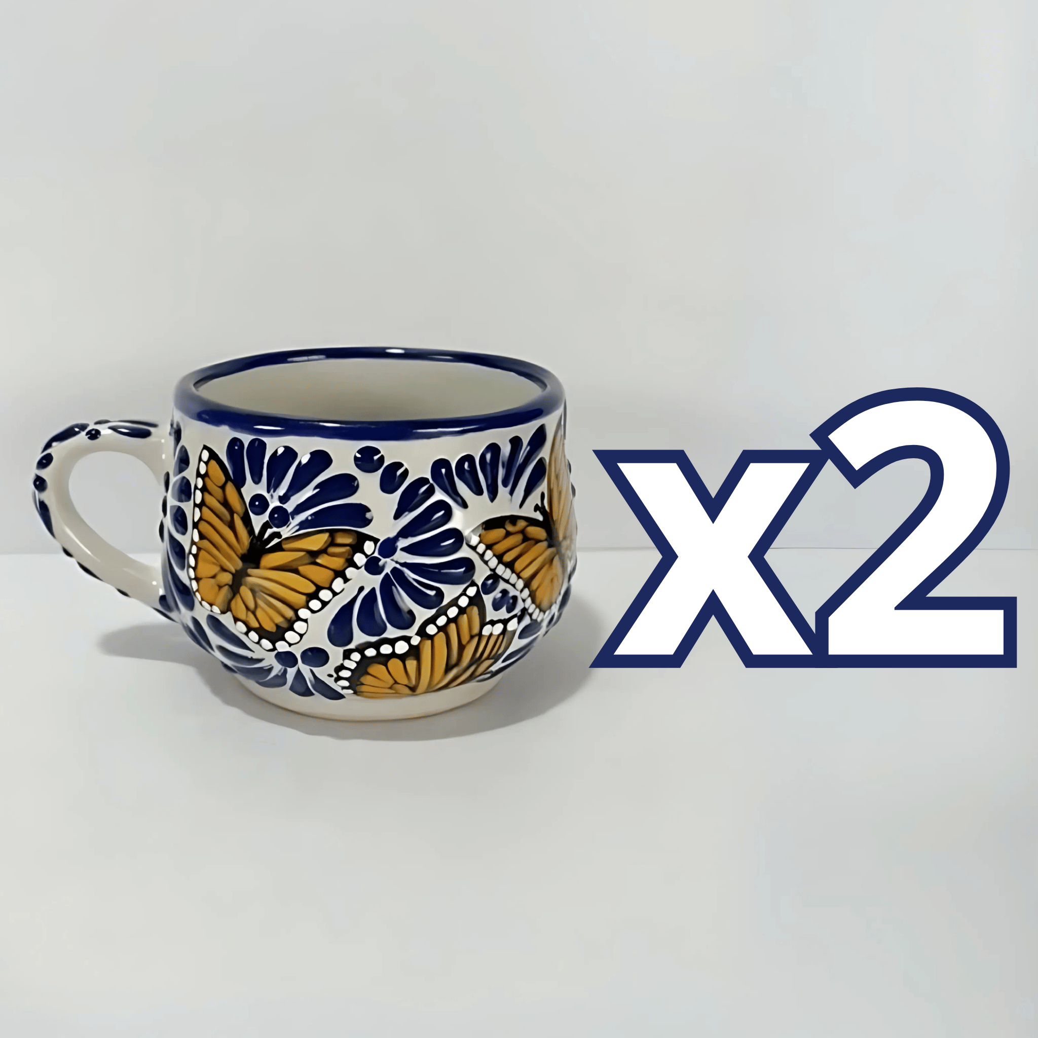 TAZA CHOCOLATERA MEDIANA FONDO TRADICIONAL MIK AZUL MARIPOSAS