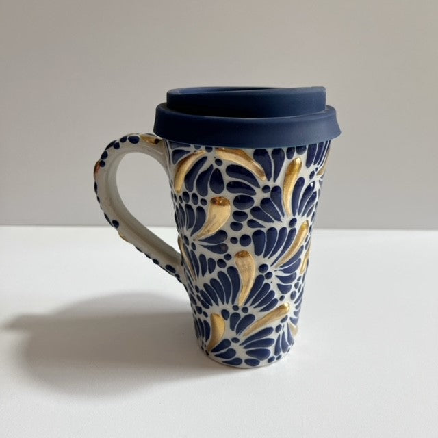 DESTELLOS DE ORO TERMO CON ASA 15 CM FONDO TRADICIONAL MIK AZUL COBALTO