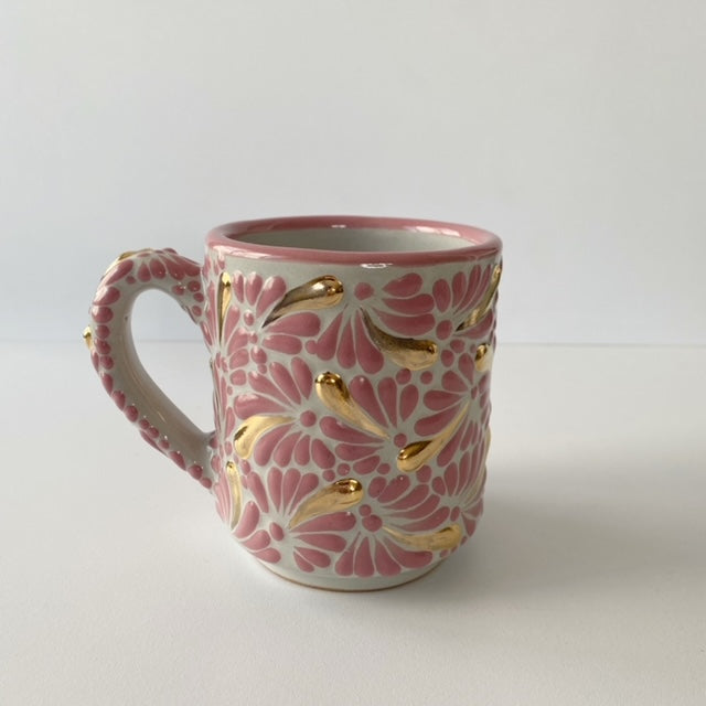 TAZA RECTA ESTANDAR 10 CM ROSA DESTELLOS DE ORO