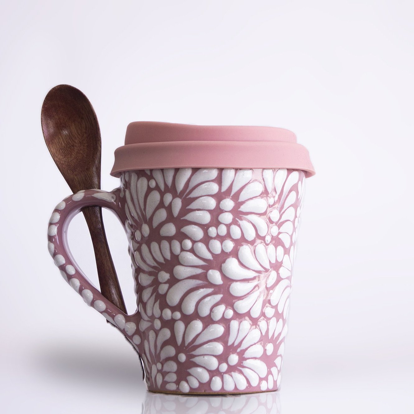 TERMO TAZA 10 CM FONDO ROSA BLANCO MIK